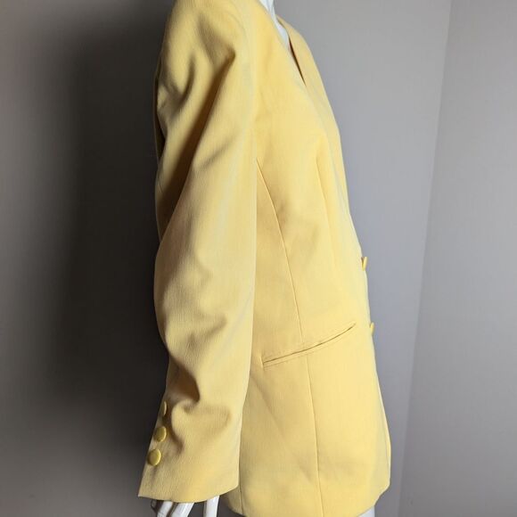 Vintage Yellow Oversized Blazer Minimalist Chic Maureen M Sz 14 Lined - Picture 5 of 10